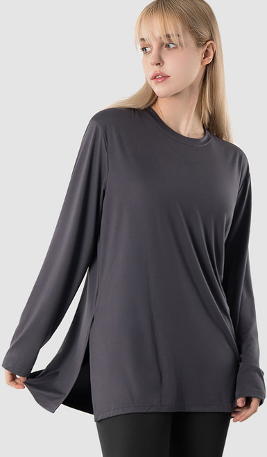 아르메데스 여성용 피치터치 오버핏 옆트임 긴팔 티셔츠 AR-240