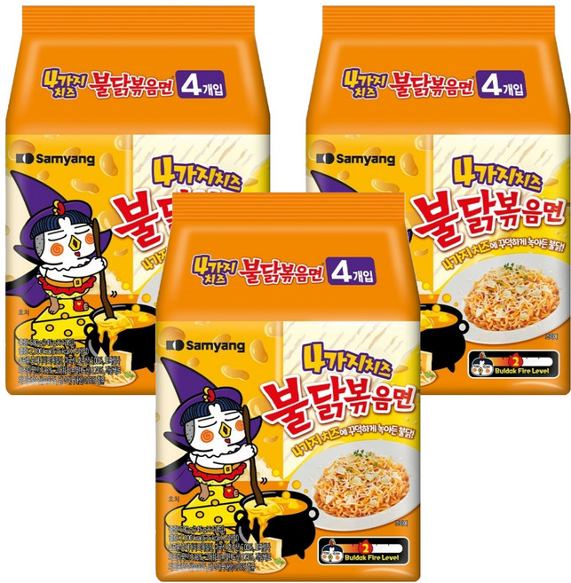Buldak Ramen 火辣雞肉鐵板炒麵 4重起司風味 145g, 12包