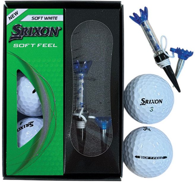 SRIXON Soft Feel 2層高爾夫球 3顆 + 高爾夫子母磁性球座組, 1組, 01號, 1組
