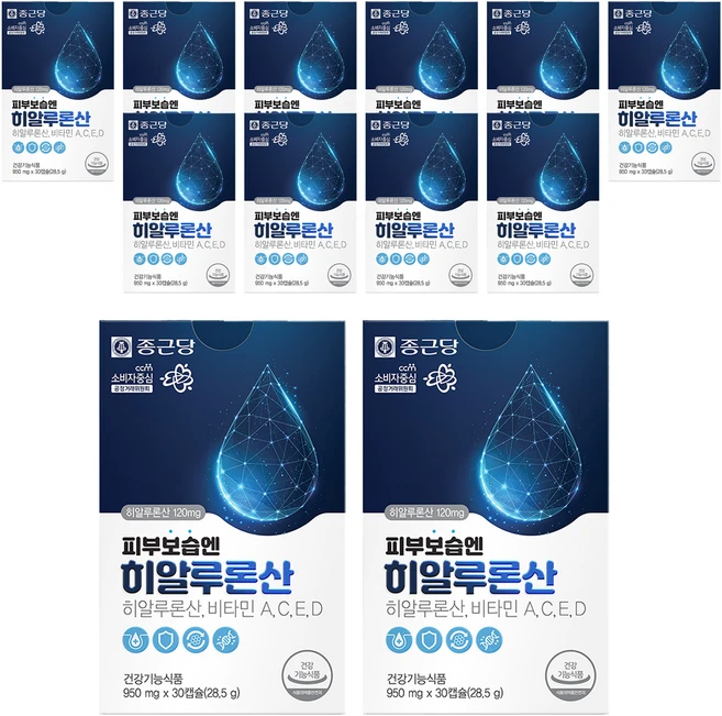 종근당 피부보습엔 히알루론산, 30정, 12개 - 쿠팡