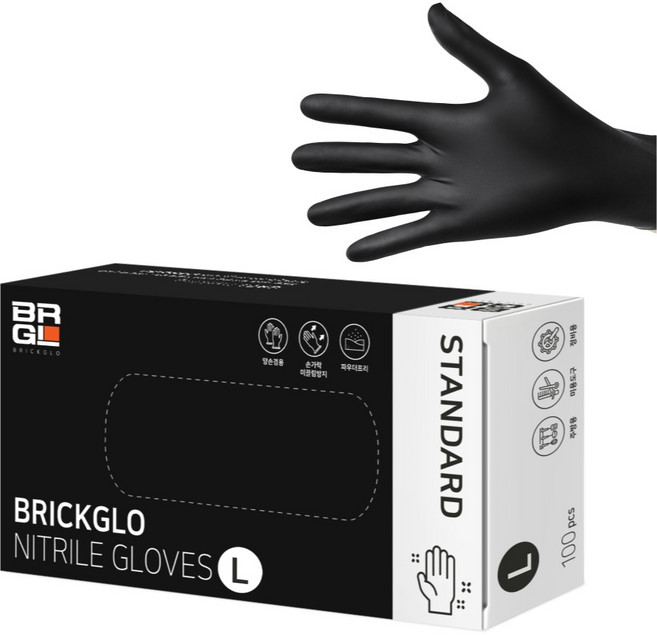 브릭글로 스탠다드 니트릴장갑 100p, 블랙, L, 1개