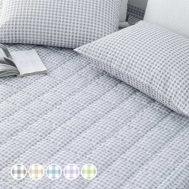 아망떼 허니듀 시어서커 리플 여름 침대패드, 해피그레이