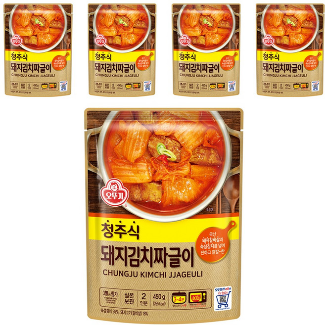 오뚜기 청주식 돼지김치짜글이, 450g, 5개