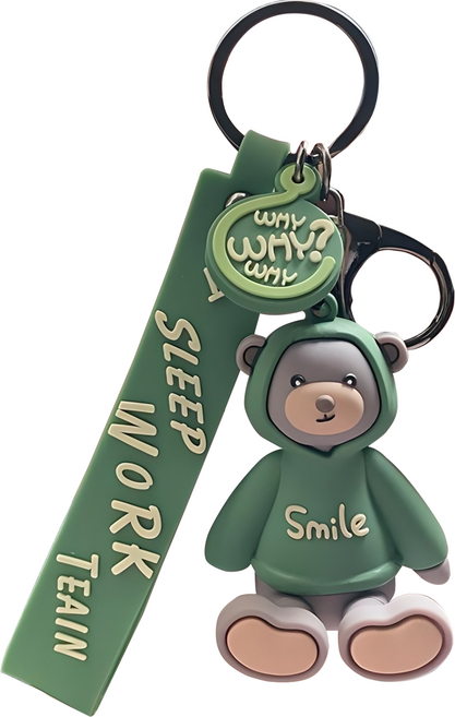 도림 스마일 곰돌이 자동차 키링, 1개, 그린