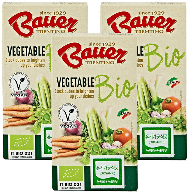 바우어 유기농 채소 스톡 큐브, 60g, 3개
