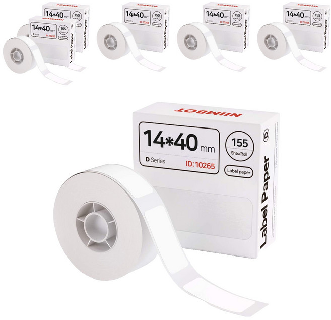 님봇 D11 / D110 전용 프린터 라벨지 화이트 14 x 40 mm, 155개, 6개