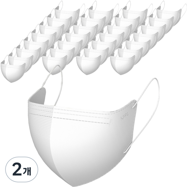 가드데이 KF94 새부리형 황사방역 컬러 마스크 대형, 화이트, 2개, 100매입