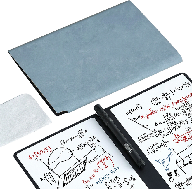 쿠말 휴대용 양면 화이트보드 노트 펜 세트 세이지블루, PU