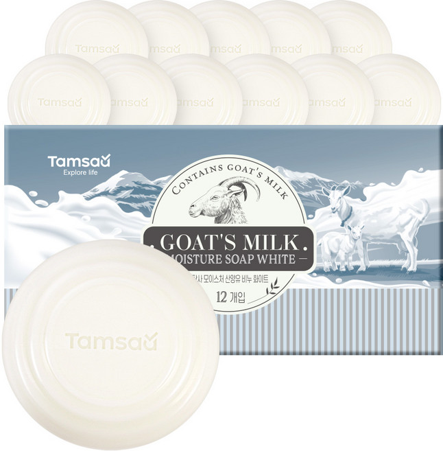 탐사 모이스처 산양유 비누 화이트, 90g, 12개