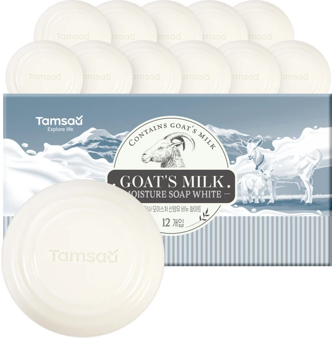 탐사 모이스처 산양유 비누 화이트, 90g, 12개 - 쿠팡