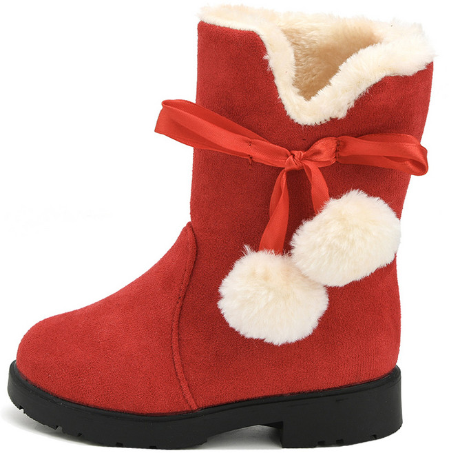 스위프 여아용 체리 털안감 리본 부츠