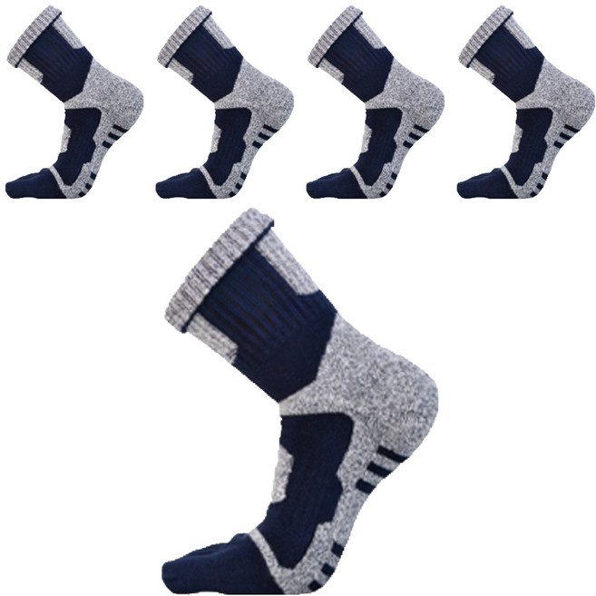 QDA 남성용 스포츠 등산 파일 중목 발가락양말 5켤레