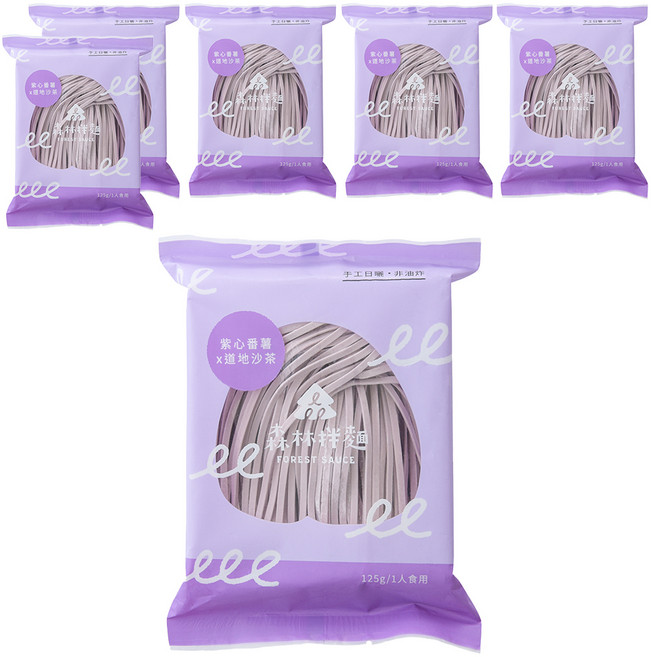 FOREST NOODLES 森林麵食 紫心番薯口味 道地沙茶 125g, 6包