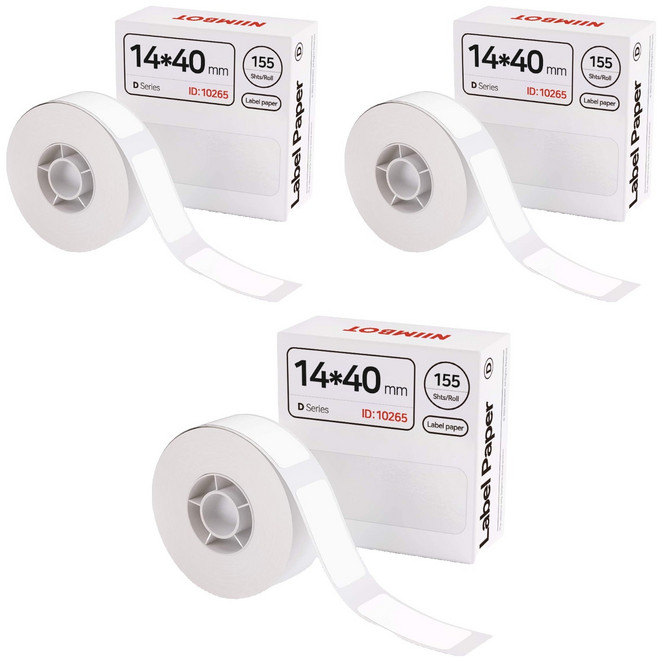 님봇 D11 / D110 전용 프린터 라벨지 화이트 14 x 40 mm, 155개, 3개