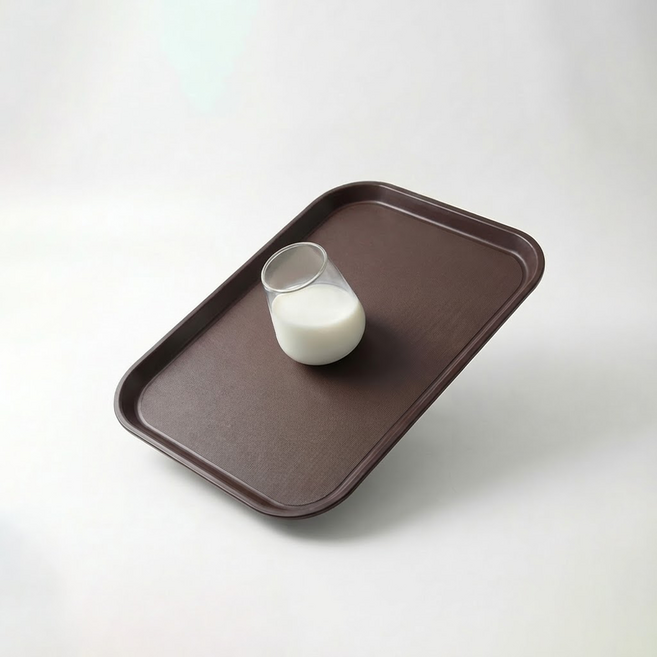 리빙메이트 논슬립 직사각 쟁반, 브라운, 1개