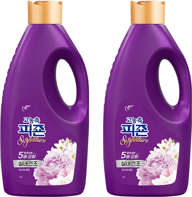 피죤 고농축 실내건조 시그니처 섬유유연제 미스틱레인 본품, 2L, 2개