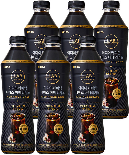 이디야커피연구소 아이스 아메리카노, 1L, 6개
