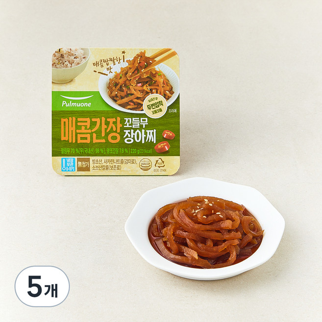 풀무원 매콤간장 꼬들무 장아찌, 220g, 5개