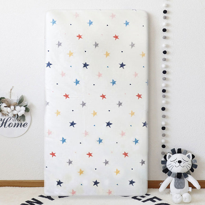 HABABY BED 台製 嬰兒床包組, 蠟筆小星 白色