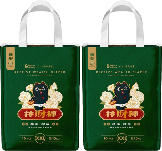 pureBaby 波比 植萃抑菌接財褲 褲型 15kg, 2XL, 32片