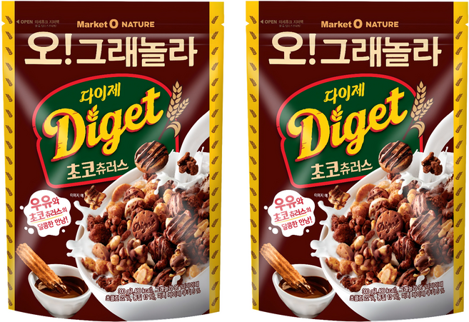 마켓오네이처 오그래놀라 다이제 초코츄러스 시리얼, 300g, 2개