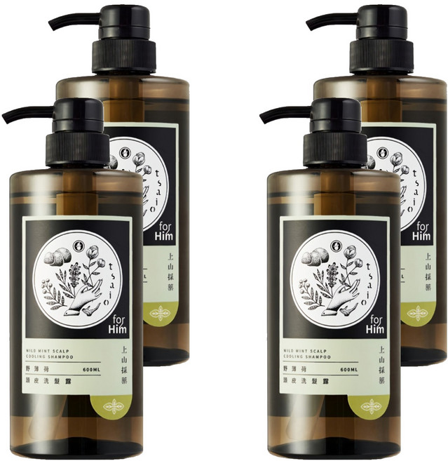 tsaio 上山採藥 頭皮洗髮露 野薄荷, 600ml, 4瓶