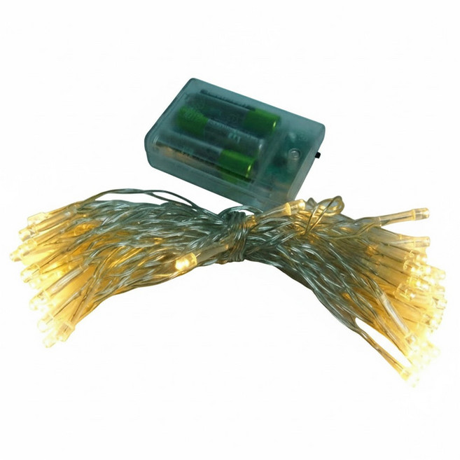 摩達客 聖誕燈LED燈串50燈電池燈 YS-XLB050005 4.9m, 暖白光 透明色, 1條