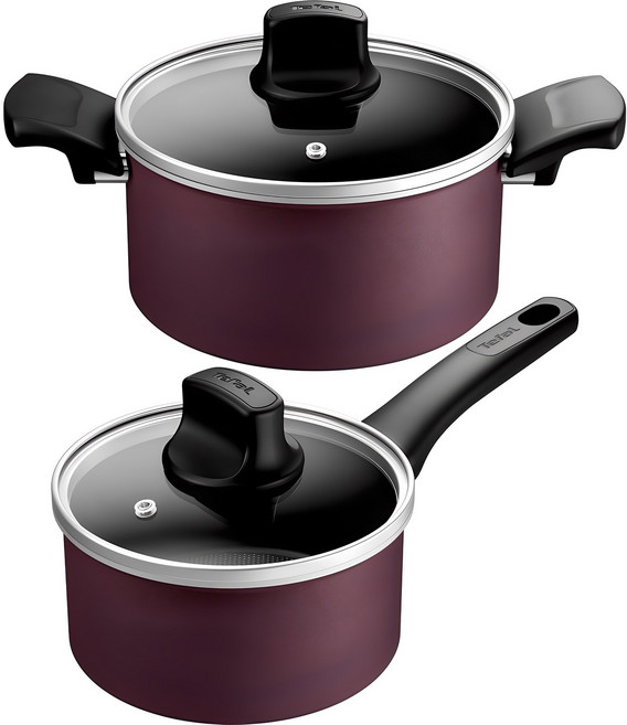 테팔 인덕션 티타늄 멜로디 냄비세트 2개, 버건디, 편수냄비 16cm + 양수냄비 20cm, 1세트