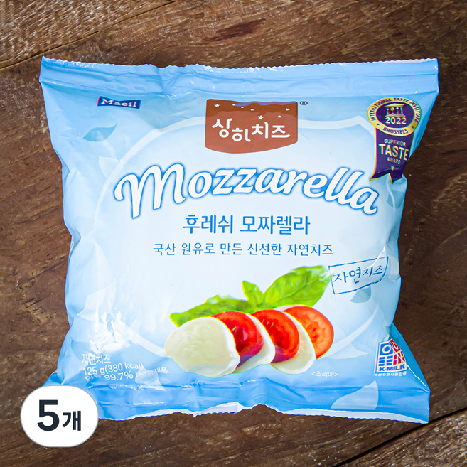 상하치즈 후레쉬 모짜렐라, 125g, 1개입, 5개