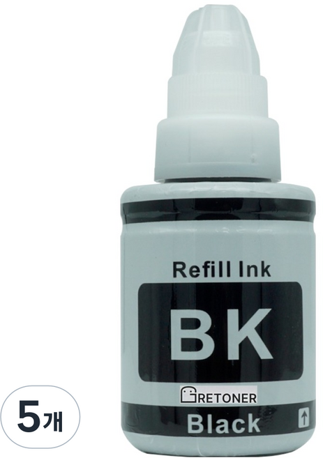 탑젯 캐논 GI-990BK 호환 무한 리필잉크, 검정, 5개