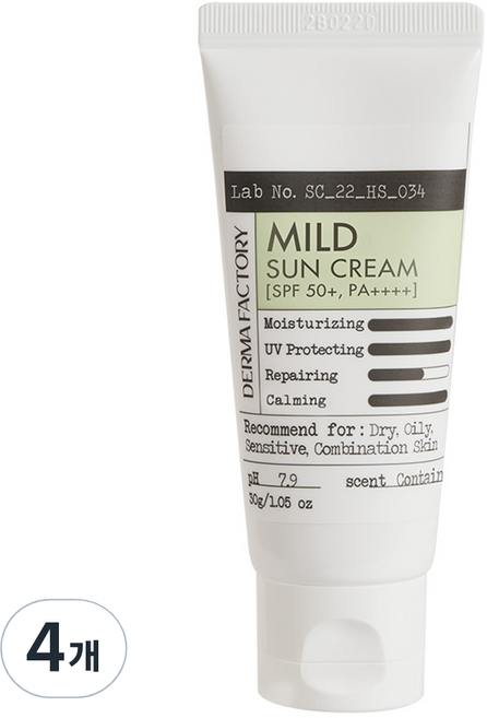 더마팩토리 무기자차 마일드 편백수 선크림 SPF50+ PA++++, 30g, 4개