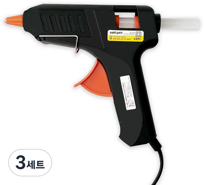 오공 핫멜트 글루건 11mm 대형 40W 글루스틱2P, 3세트