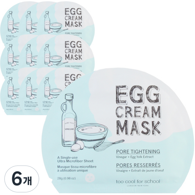 투쿨포스쿨 에그 크림 마스크 포어 타이트닝 팩, 6개, 10개입