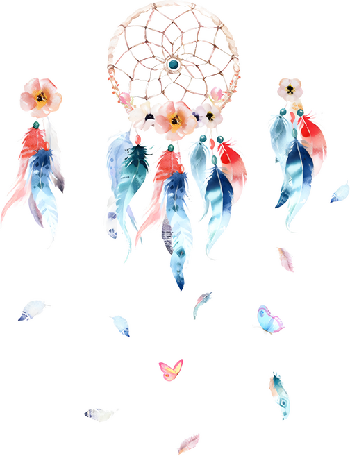 WA. WALL ART 無痕設計壁貼 防水PVC 捕夢網/夢幻/羽毛 FX64129, 捕夢網 多色