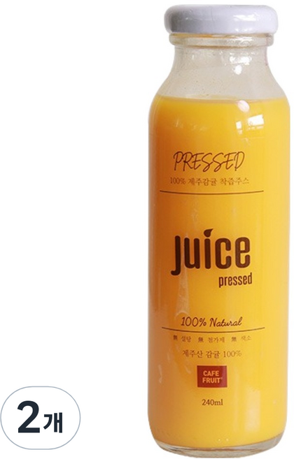 카페프룻 JUICE PRESSED 100% 제주 감귤 착즙 주스, 240ml, 2개