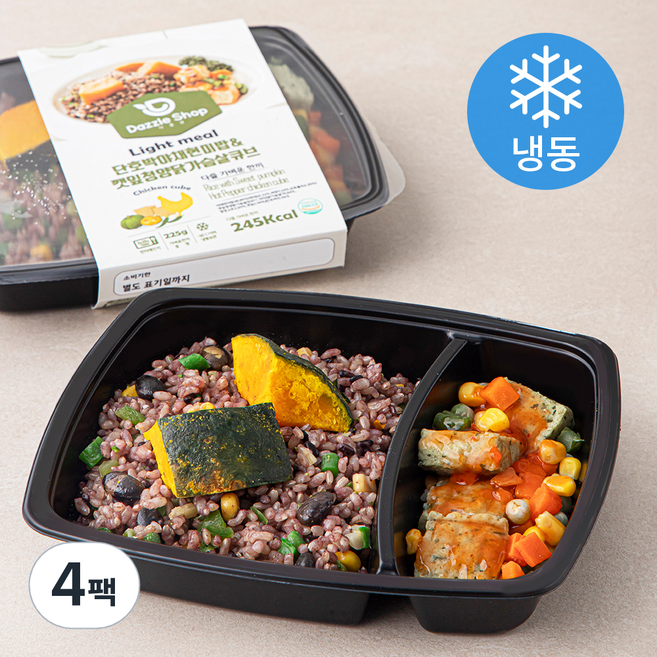 다즐샵 가벼운 단호박 야채현미밥 & 깻잎청양 닭가슴살 큐브 (냉동), 225g, 4팩