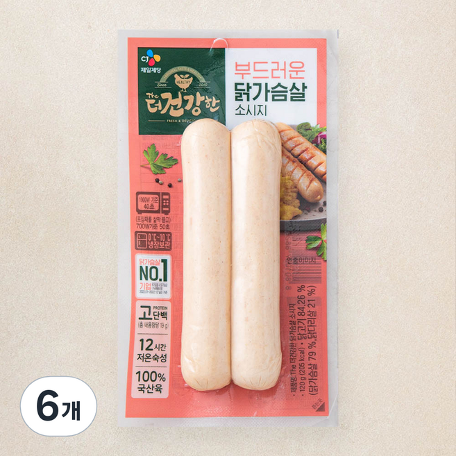 더건강한 닭가슴살 소시지, 120g, 1개입, 6개