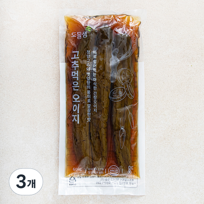 도들샘 고추먹은 오이지, 600g, 3개