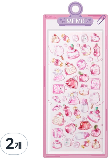 이나마지 3D크리스탈 스티커 슈가랜드, 딸기, 2개
