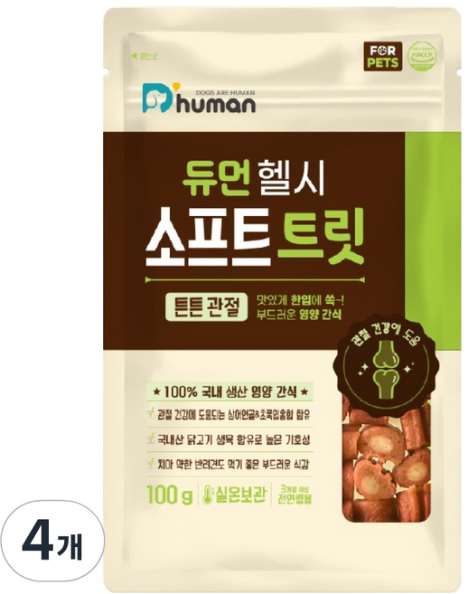 듀먼 반려동물 헬시 소프트 트릿 튼튼관절, 닭고기, 100g, 4개