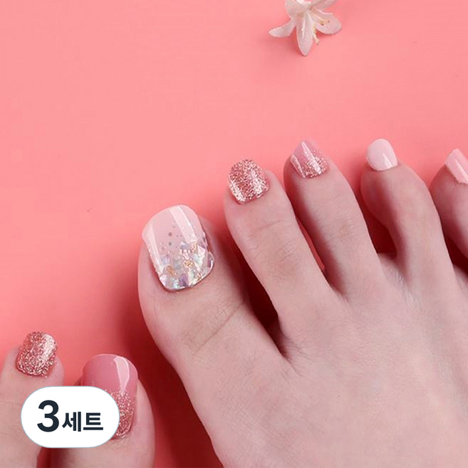 프라벨 붙히는 셀프 젤페디 스티커 패치 12종, 01 샴페인글리터, 3세트