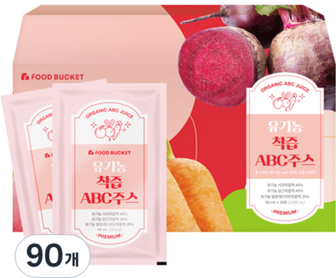 푸드버킷 유기농 NFC 착즙 ABC주스, 90ml, 90개
