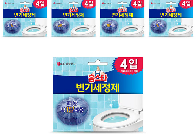 홈스타 변기 세정제 고체형 4p, 160g, 5개