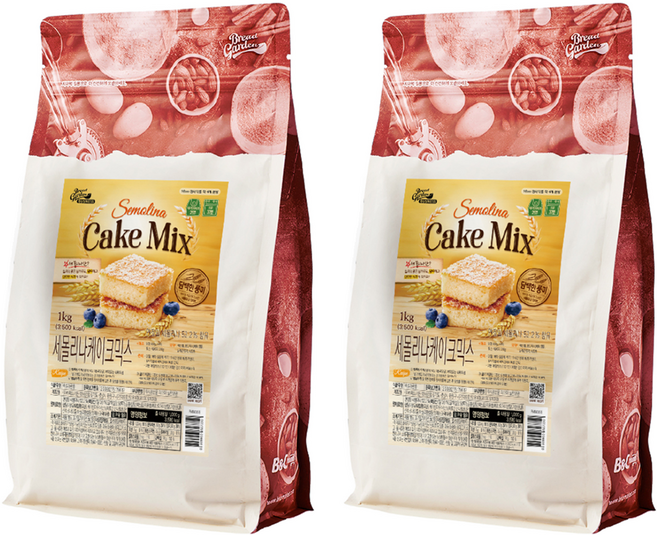 브레드가든 든든한 세몰리나 통밀 케이크믹스, 1kg, 2개