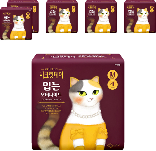 시크릿데이 입는 오버나이트 팬티형, 중형, 4개입, 6개