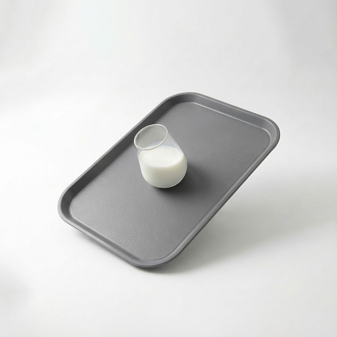 리빙메이트 논슬립 직사각 쟁반, 그레이, 1개