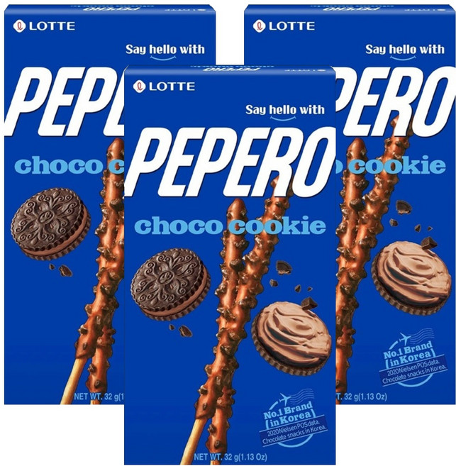 PEPERO 黑餅乾巧克力口味餅乾棒, 32g, 3盒