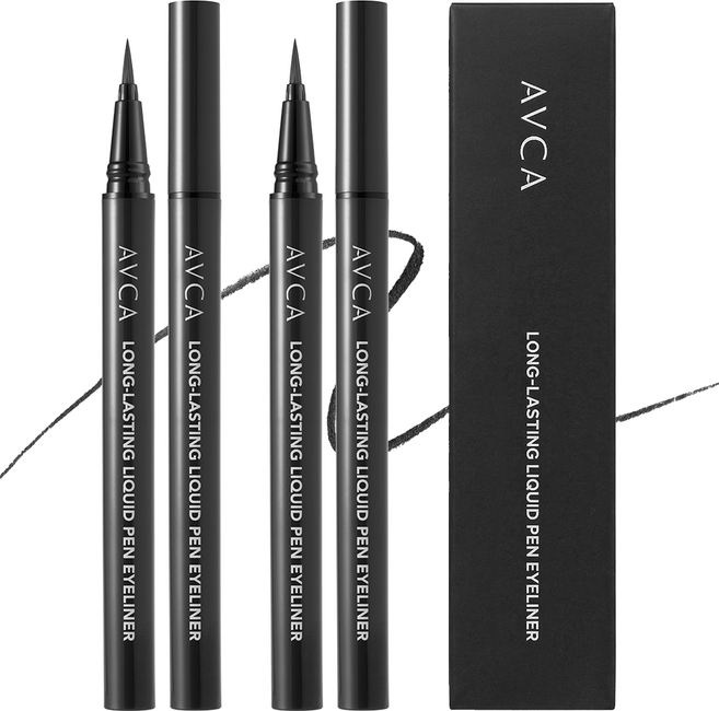 아브카 롱래스팅 리퀴드 펜 아이라이너 0.5g, 2개, 옵시디언 블랙
