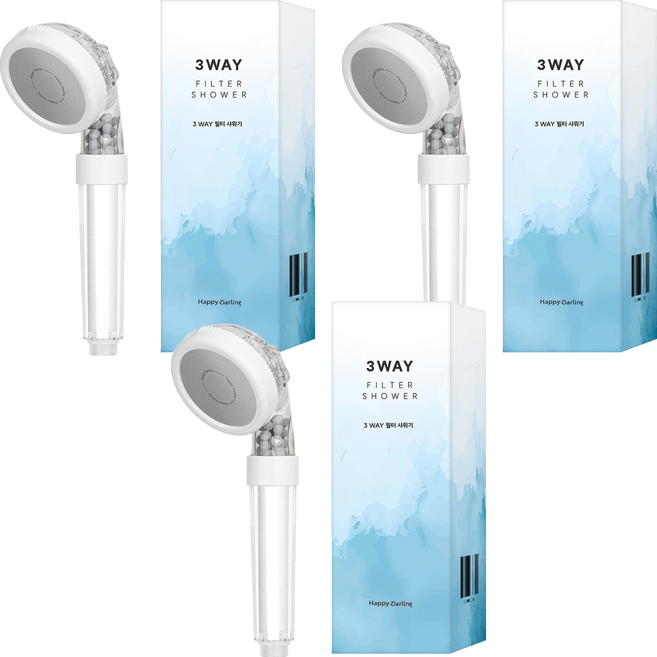 해피달링 3WAY 필터 샤워기, 3개, 혼합색상