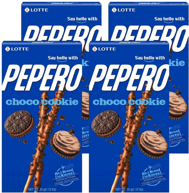 PEPERO 黑餅乾巧克力口味餅乾棒, 32g, 4盒